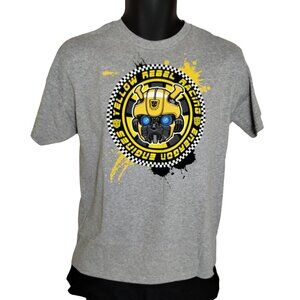 Transformers Boys 16 to 18 Gray Bumblebee Yellow Rebel Racing T-Shirt New